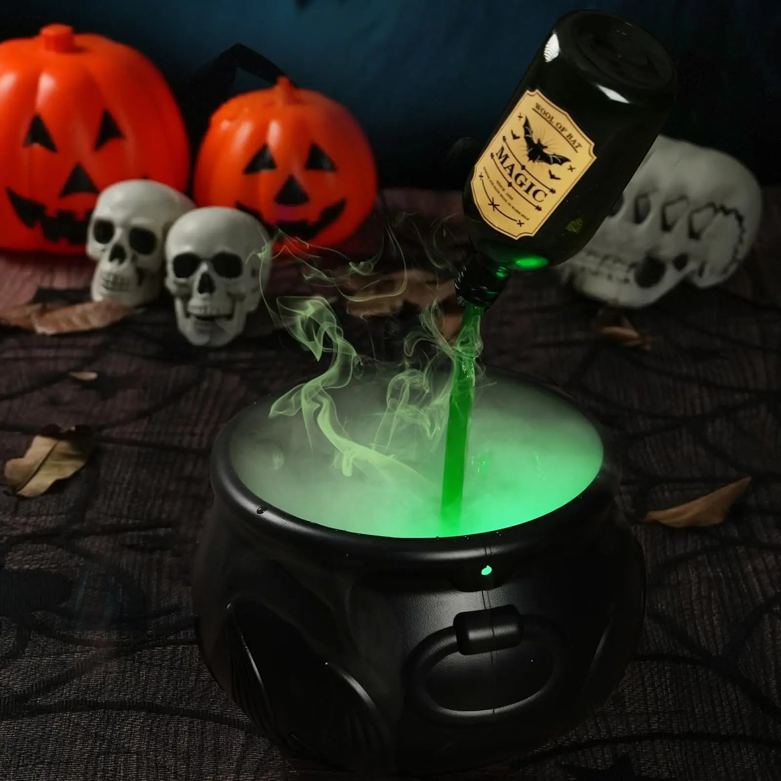 Juego de pociones flotantes DIY con caldero de brujas y vaporizador, decoración de Halloween, cuenco negro vintage espeluznante, decoración de fiesta de Hocus Pocus