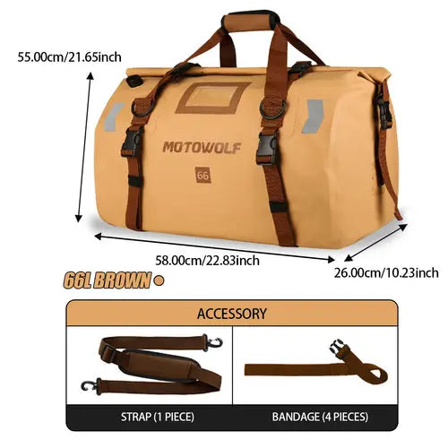 Bolsa Seca Impermeable para Moto con Reflectores, Bolsa de Viaje Duffle Trasera Esquí