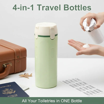 TravelFlow™ 4-in-1 Dispenser ✈️ — One Bottle, Four Essentials