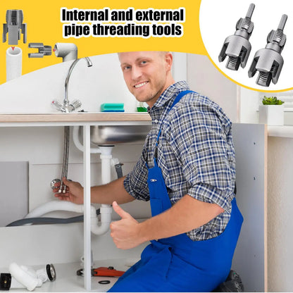 2pcs Water Pipe Threader Tapping Tool Internal Thread External Thread Integrated Die Water Pipe Opener