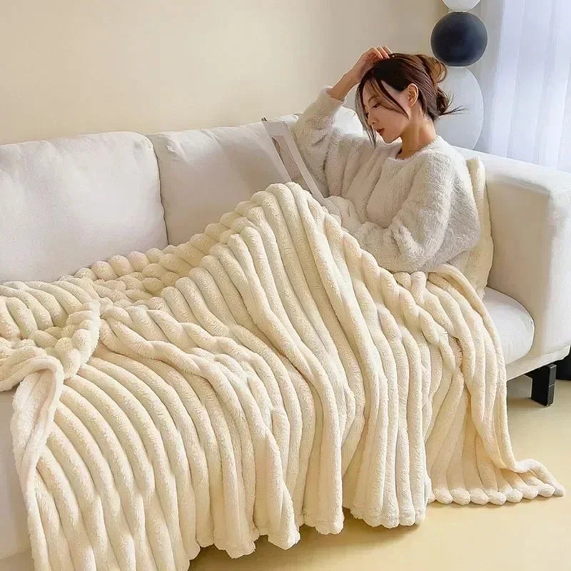 Snuggle Up in Softness: Coral Fleece Bunny Plush Blanket Shop1102735123 Store