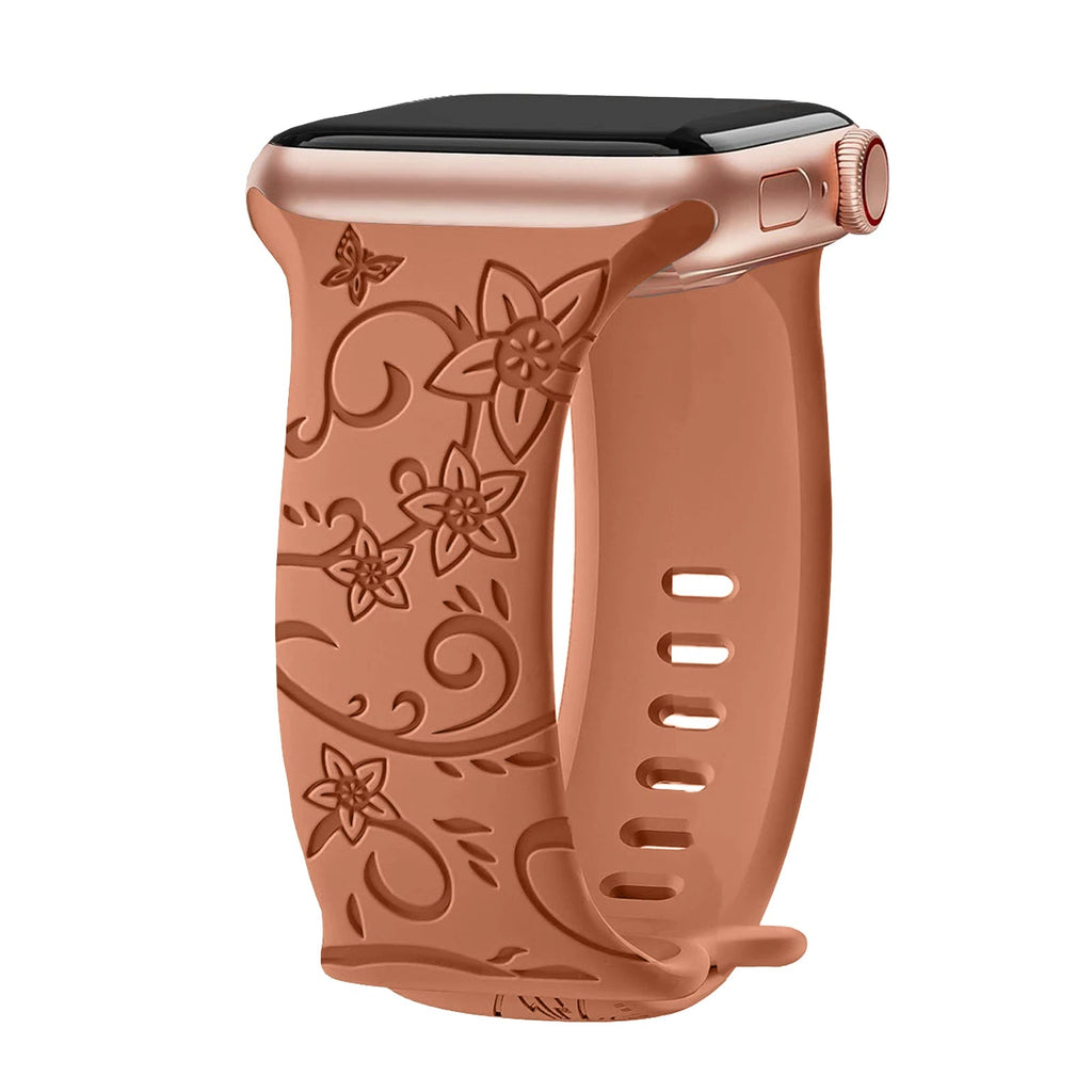 Levo Floral Engraved Silicone Band Personalized Strap Store
