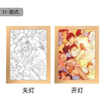 Attack On Titan Anime Figure Customized Night Light Painting Decor