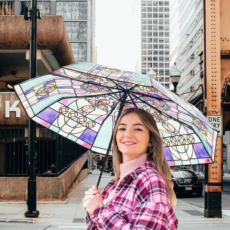Artful Skies – Stained Glass Auto Umbrella