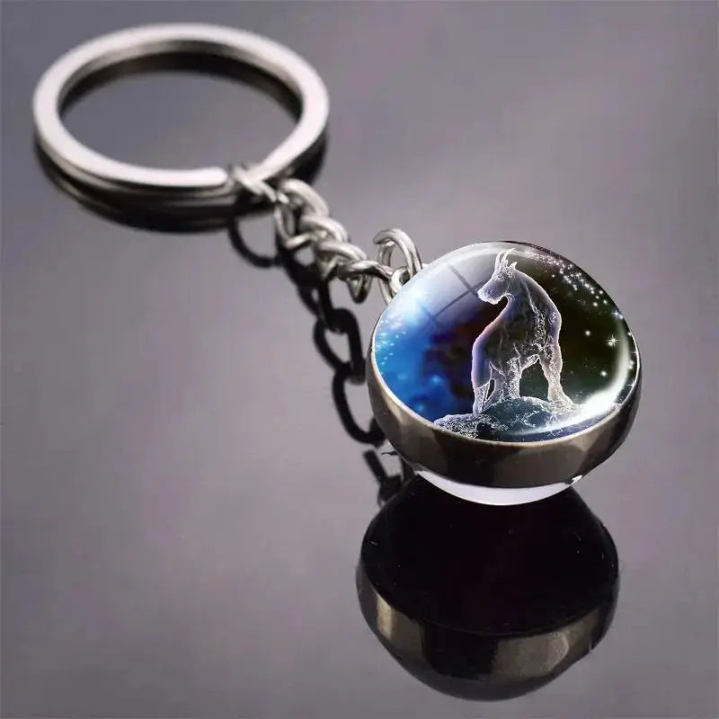 12 Constellation Keychain with Luminous Time Stone Pendant - Creative Fashion Accessory Gift Shop1103314747 Store