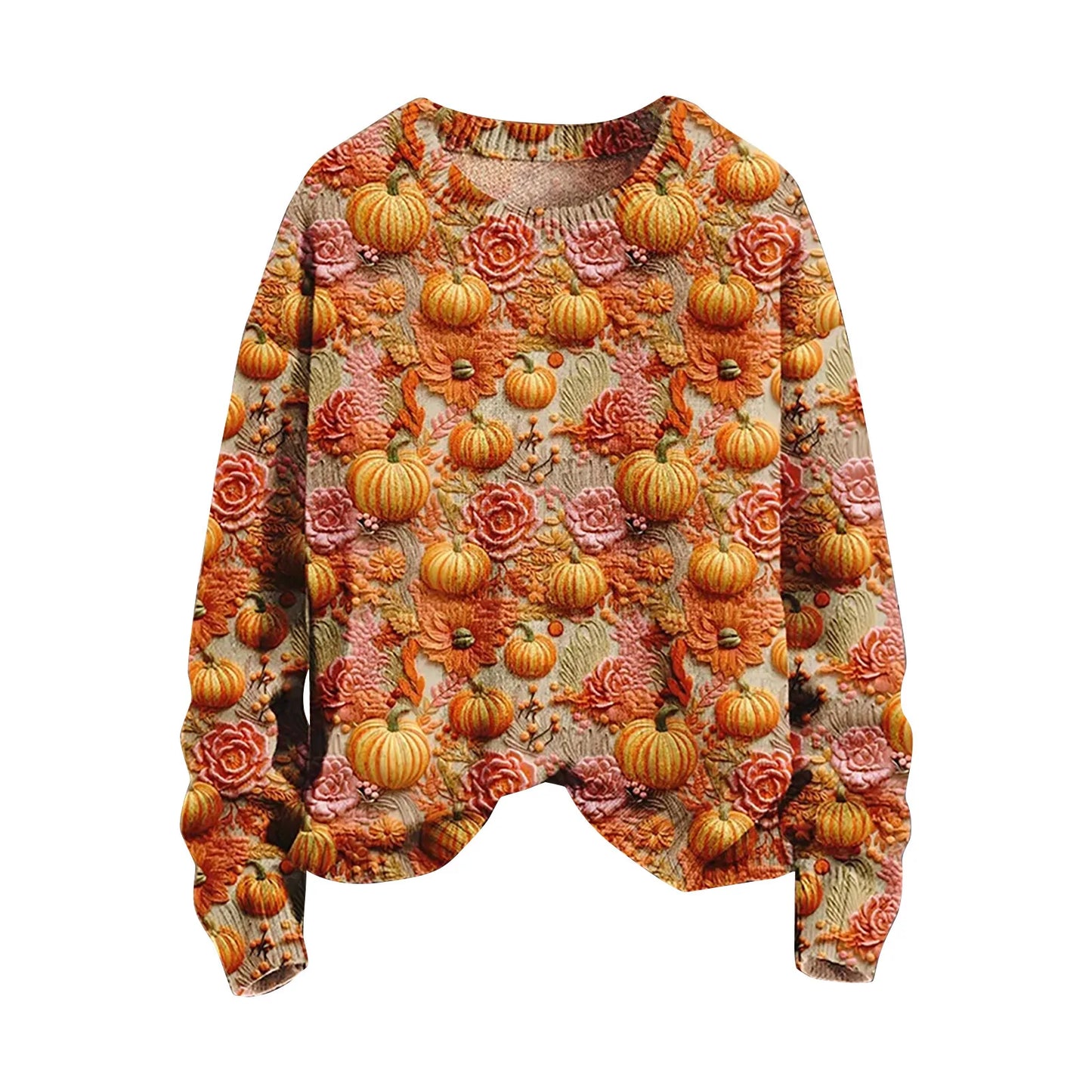 Autumn Winter Digital Printing Halloween Sweater Women Round Neck Party Club Knitwear Tops Casual Street Knit Jumpers Pullover