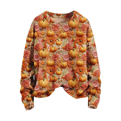 Autumn Winter Digital Printing Halloween Sweater Women Round Neck Party Club Knitwear Tops Casual Street Knit Jumpers Pullover