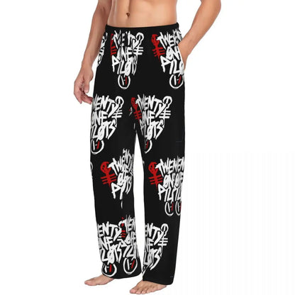 Custom T-Twentys One P-Pilots Rock Logo Hot Pajama Pants Men's Lounge Sleep Stretch Sleepwear Bottoms with Pockets