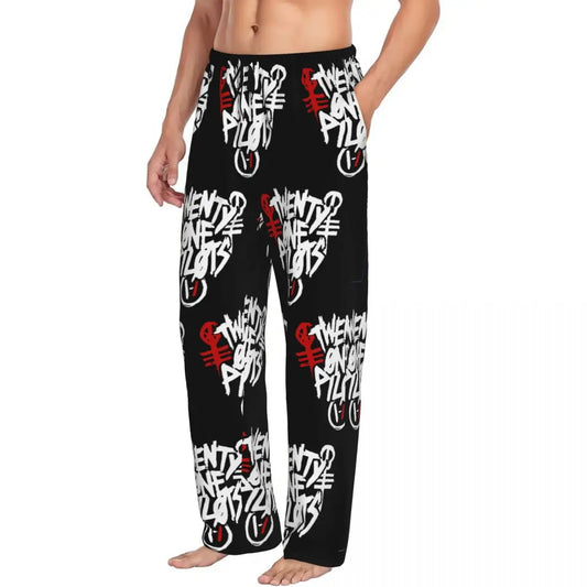 Custom T-Twentys One P-Pilots Rock Logo Hot Pajama Pants Men's Lounge Sleep Stretch Sleepwear Bottoms with Pockets