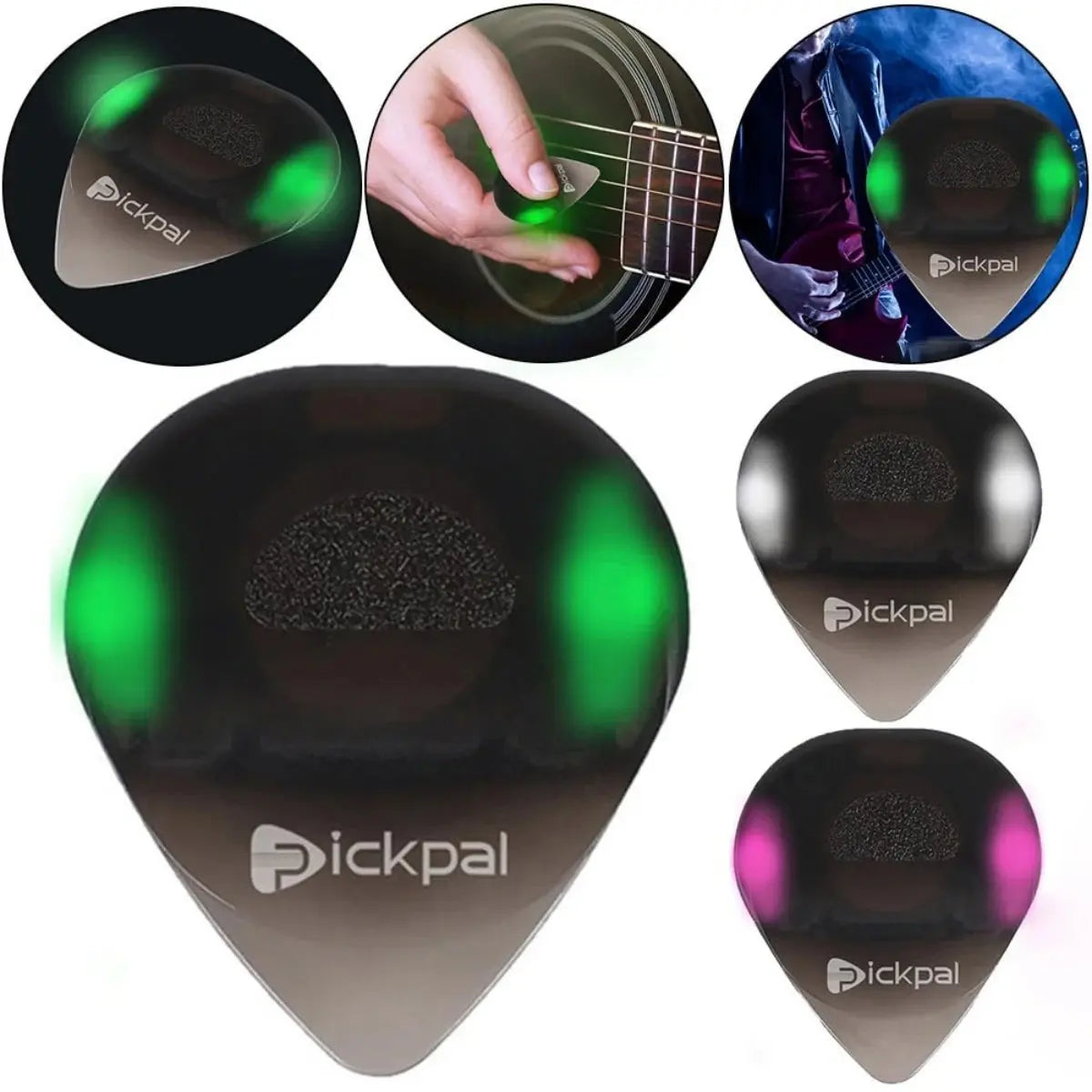 Miwayer LED Luminous Guitar Pick - ABS Electric Heart-shaped Guitar Picks With Three-Color Light Options (White/Green/Purple) Miwayer Music Store