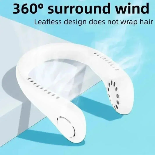 Portable Neck Fan Bladeless | 3-Speed Wearable with Rechargeable Battery