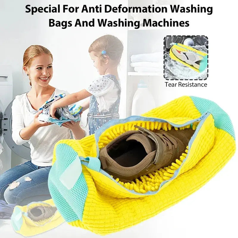 1/2PCS Washing Shoes Bag  Protector Fluffy fibers Polyester Washing Shoes Machine Friendly Laundry Bag Drying Bags Shop1102811280 Store