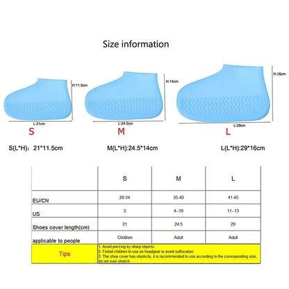 1Pair Reusable Waterproof Rain Shoe Covers Silicone Outdoor Rain Boot Overshoes Walking Shoes Protectors Shoes Cover