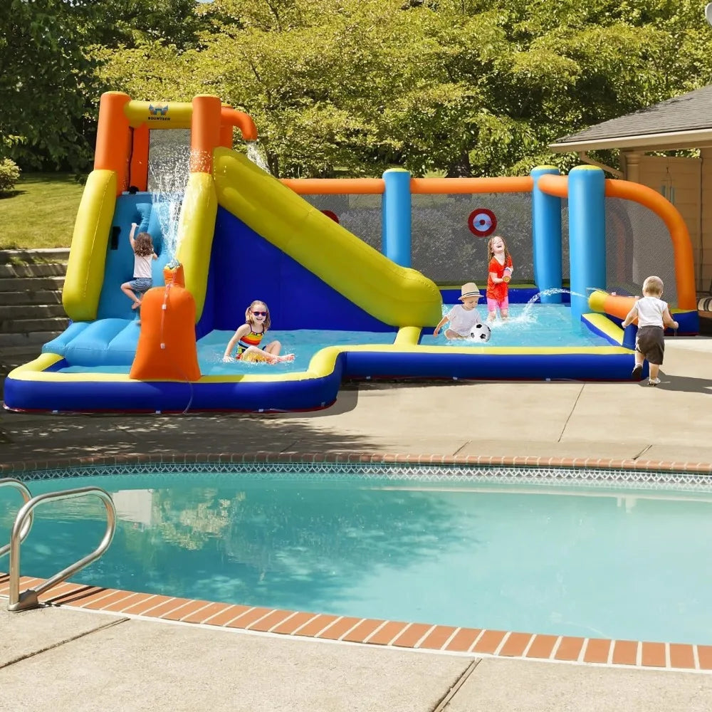 Inflatable Water Slide, Mega Water Soccer Waterslide Park GAINOOM LIFE Store