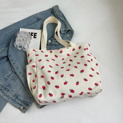 Xajzpa Fresh Sweet Girl Handbag Fashionable High end Corduroy Printed Shoulder Bag Leisure Shopping Commuter Women's Underarm Bag
