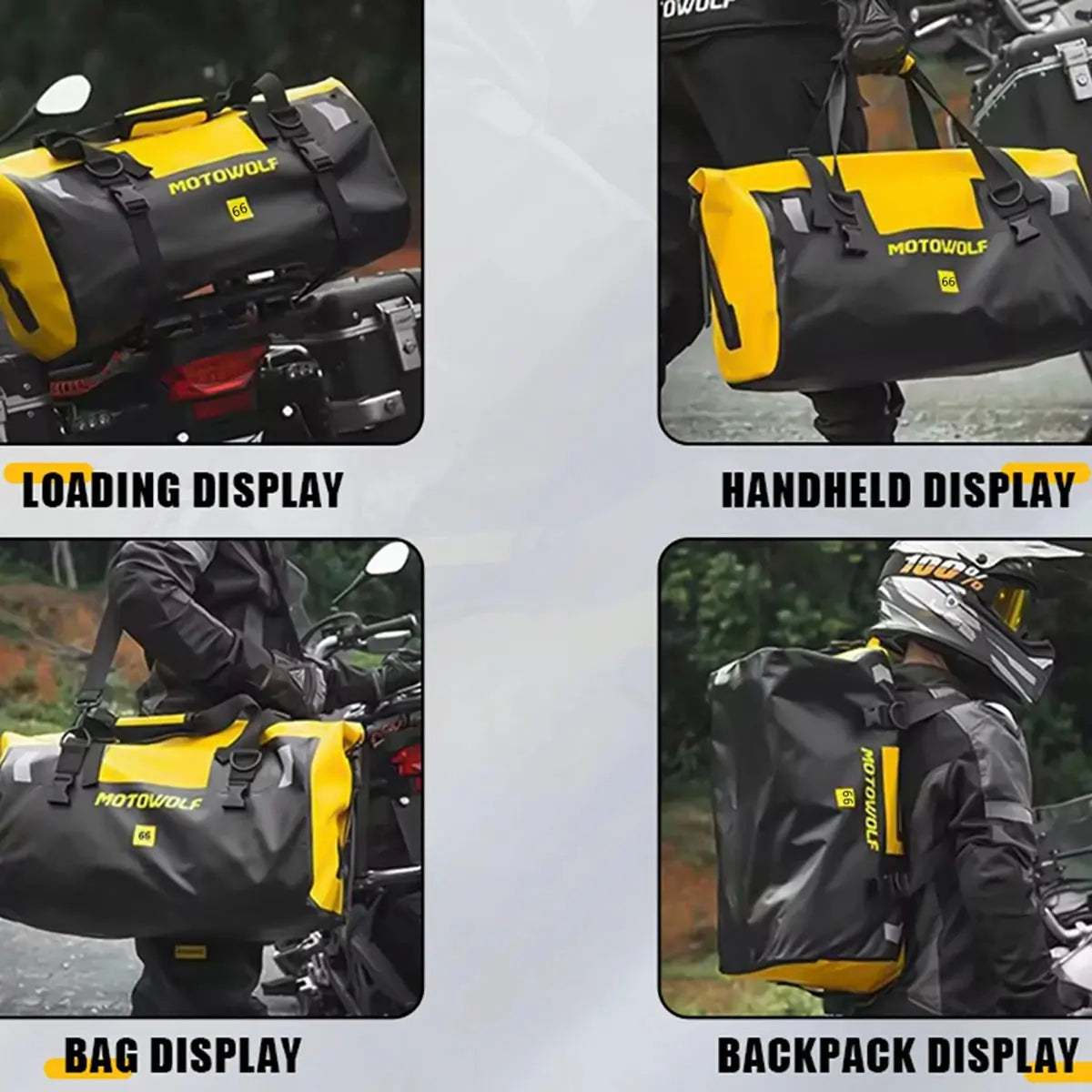 Bolsa Seca Impermeable para Moto con Reflectores, Bolsa de Viaje Duffle Trasera Esquí