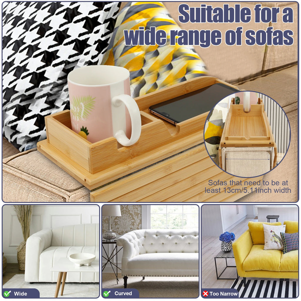 SipEase™ Wooden Couch Cup Holder – Spill-Free Relaxation
