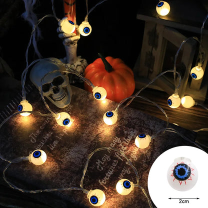 2025 Halloween Decoration Led Light String Pumpkin Skull Eyeball Shaped Lamp String  Trick Or Treat Lantern Horror Halloween Day
