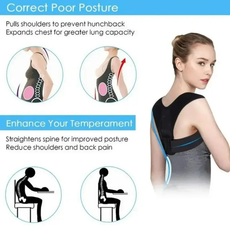Back Posture Correction Belt Hunchback Corrector Adult Men and Women Sitting Posture Correction Belt Shoulder Straight Back Stone's Store
