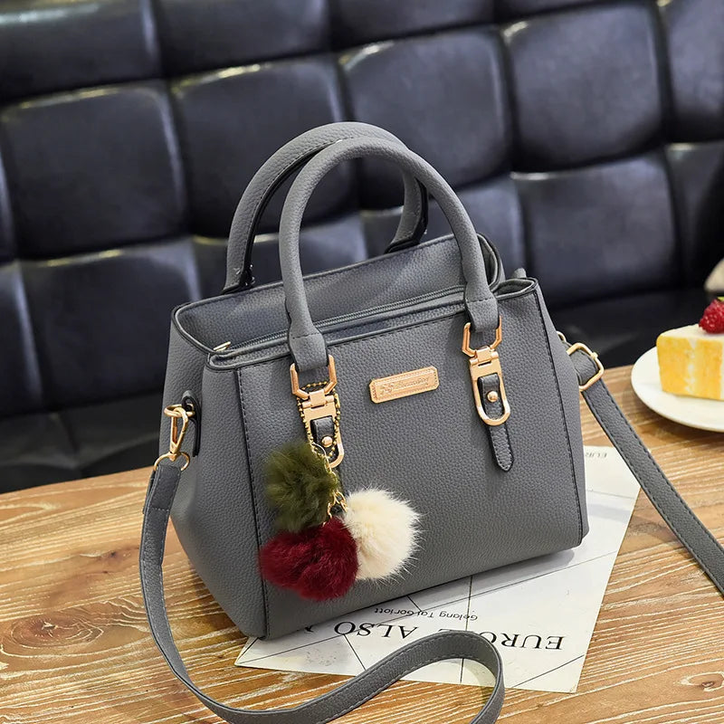 PU Leather Ladies HandBags Women Vintage Purse Plush Tassel Messenger Bags Tote Boston Shoulder Crossbody Bag Stone's Store