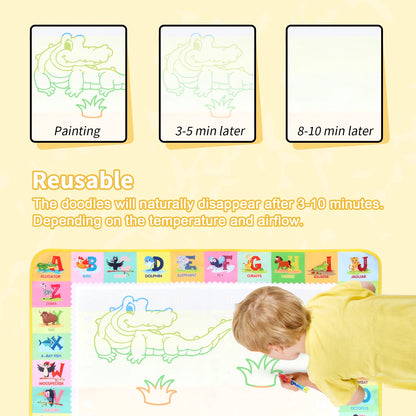 100x80CM Magic Water Drawing Mat Coloring Doodle With Reusable Magic Pens Montessori Painting Board Educational Toys Kids Gifts