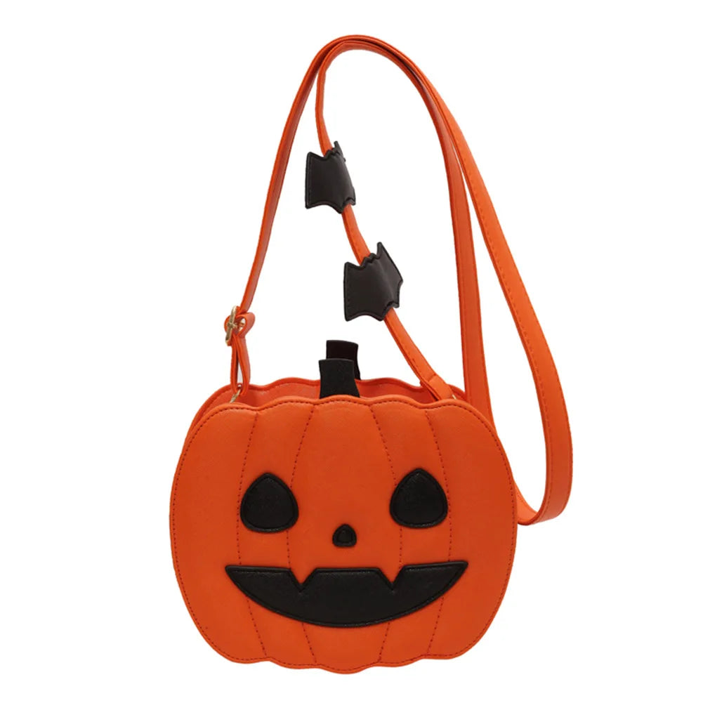 Bolso de mujer Bolso cruzado de calabaza Bandolera de piel sintética Novedoso monedero de calabaza con cremallera Correa ajustable Bolso divertido de Halloween