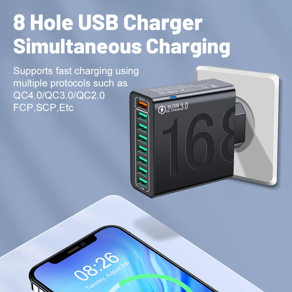 ChargeCore™ 8-Port Hub ⚡ — Fast Power for All Devices