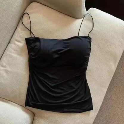 Nuevo top halter para mujer, verano, estilo coreano, tendencia de moda, incorporado