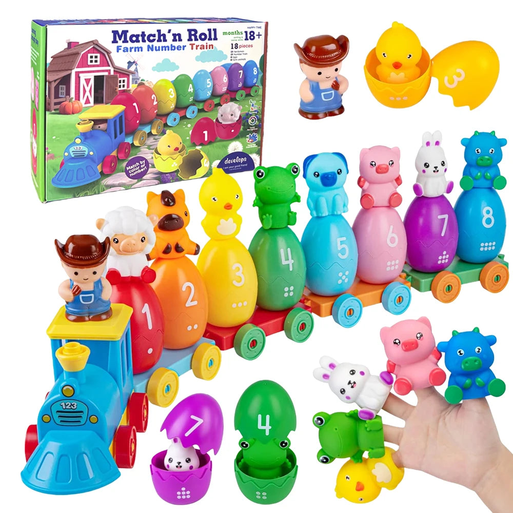 SmartTracks™ Farm Animal Train 🧠🚂 Hands-On Montessori Fun