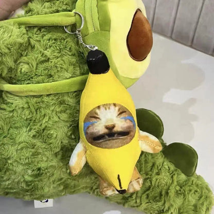 18cm Banana Cat doll key chain Cry Happy Banana Cat fashion trend personality Versatile built-in battery can sound Stone's Store