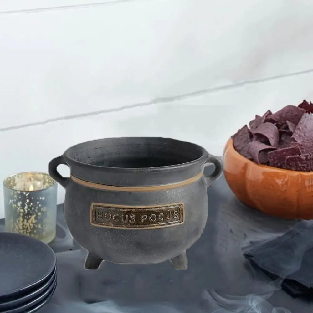 Resin Witches Cauldron Serving Bowls with Spoon Old Style Halloween Candy Bowl Practical Sundries Container Christmas