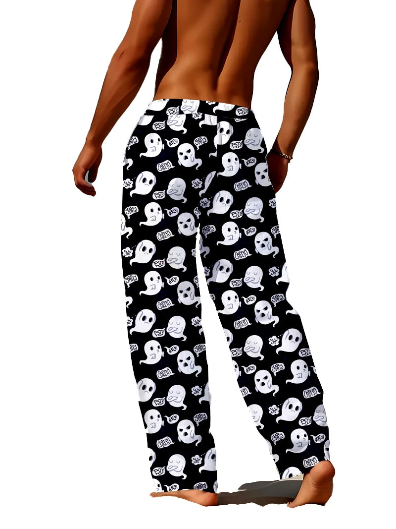 Pantalones de dormir estampados en 3D Ghost Four Seasons con aire acondicionado, pantalones casuales, modernos, cómodos y transpirables para el hogar