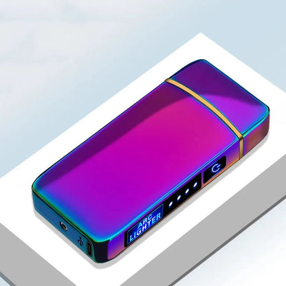 Hot Electric Windproof Metal Lighter Double Arc Flameless Plasma Rechargeable USB Lighter LED Power Display Touch Sensor Lighter Firefirefire Store