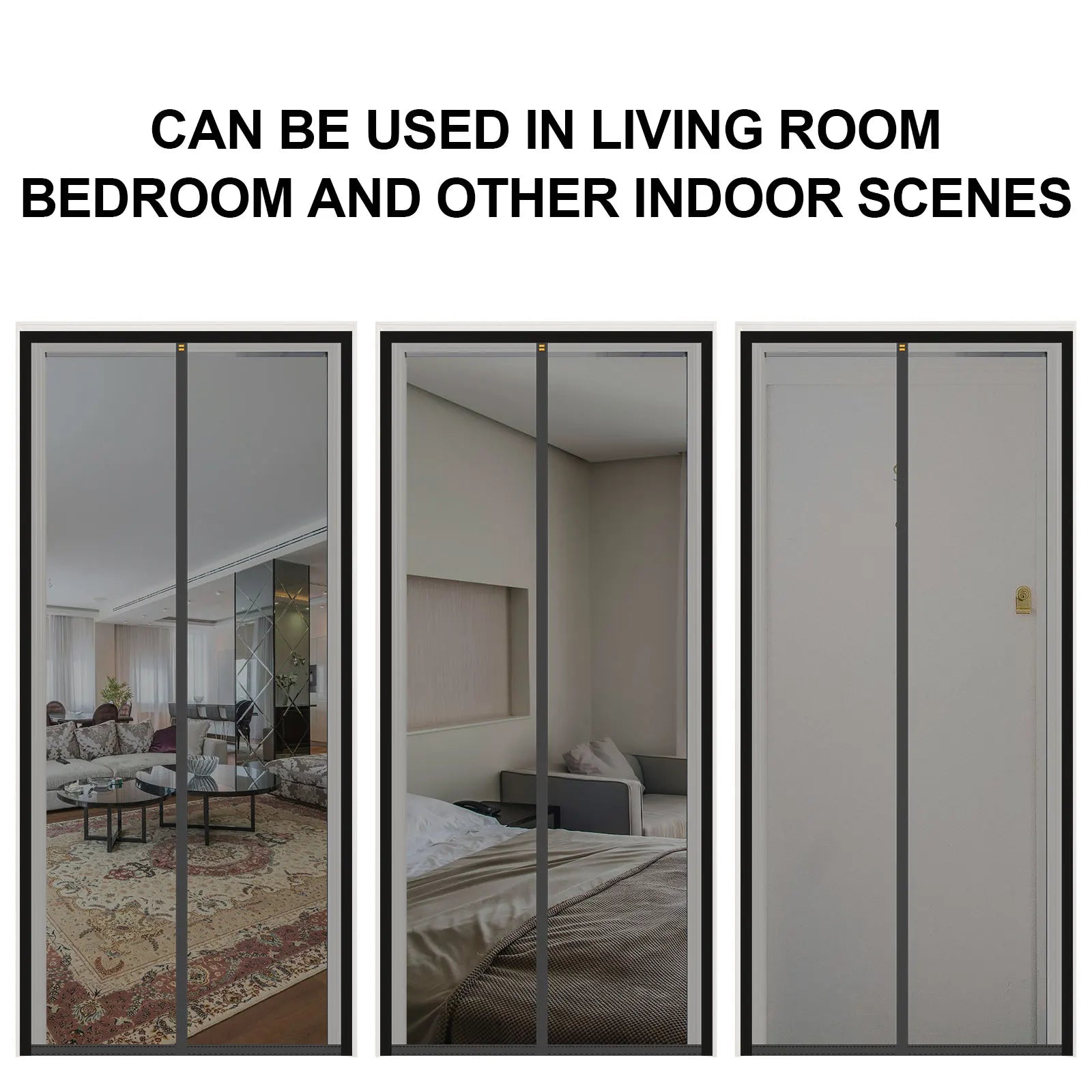 1PC Long Magnetic Stripe No-punch Screen Door Curtains Solid Color Interior Decorating Can be Used in Living Room Bedroom Study