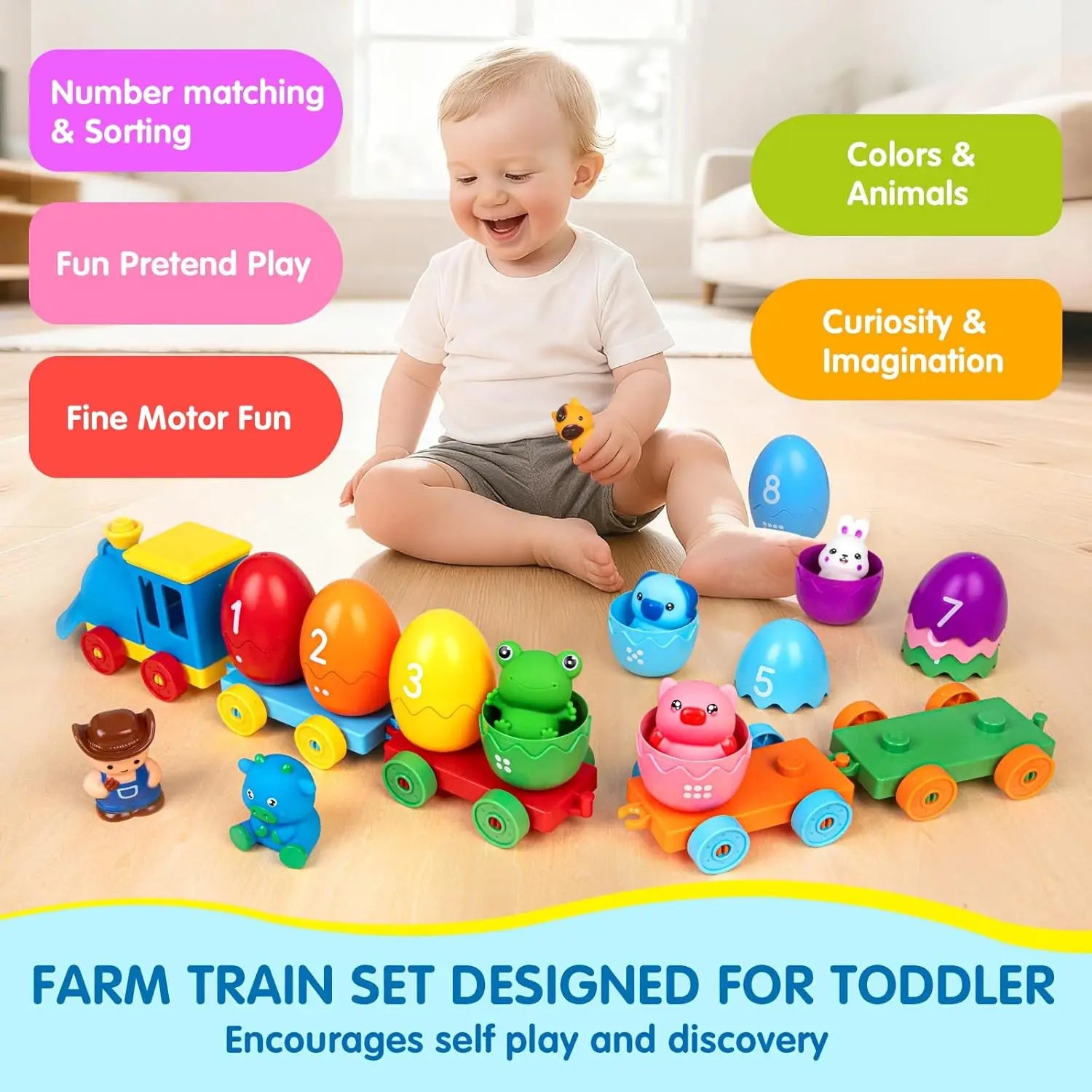 SmartTracks™ Farm Animal Train 🧠🚂 Hands-On Montessori Fun