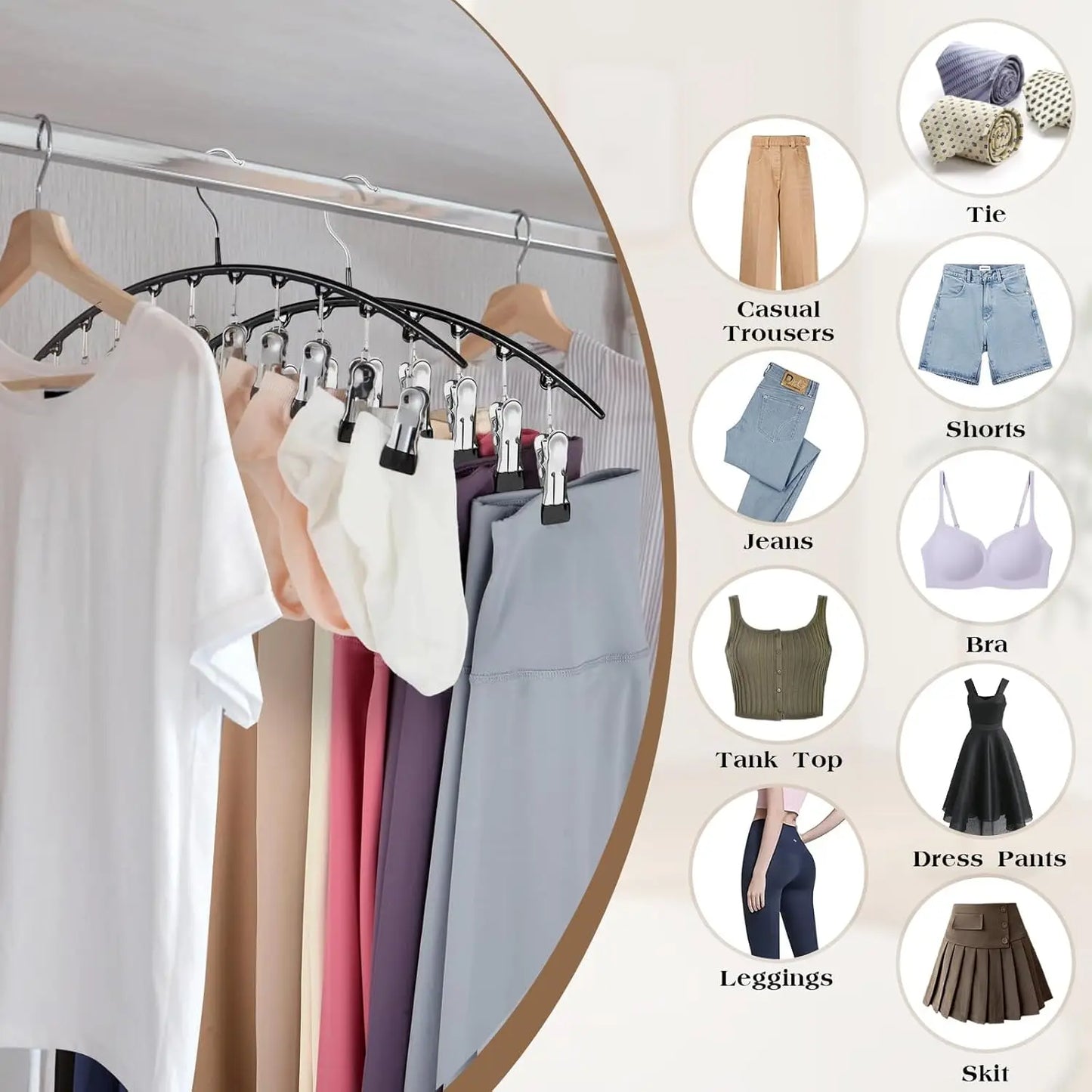 Clip & Tidy – ¡Colgador de metal para pantalones de yoga que organiza tu armario a la perfección!