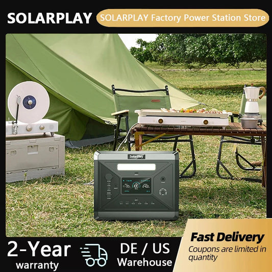 SOLARPLAY Q2501 Portable Power Station 2160WH LiFePO4 Battery with 2400W (4800W Peak) AC Output Solar Generator for Garden Party SOLARPLAY Factory Power Station Store