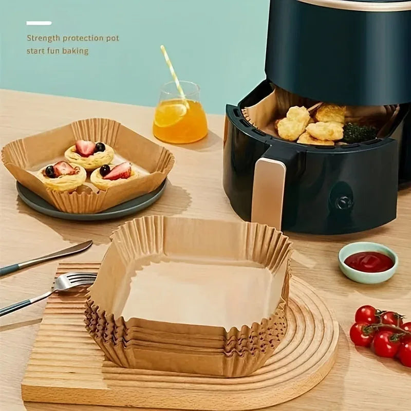 50 Pcs Nonstick Air Fryer Paper Liners Disposable For Clean Mess Free Cooking