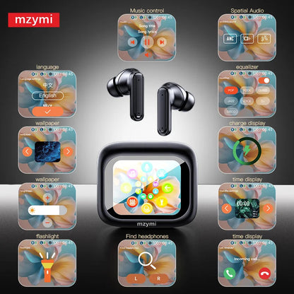 mzymi Full In Touch Screen Headphone ANC E18 Pro Bluetooth Earphone AliExpress