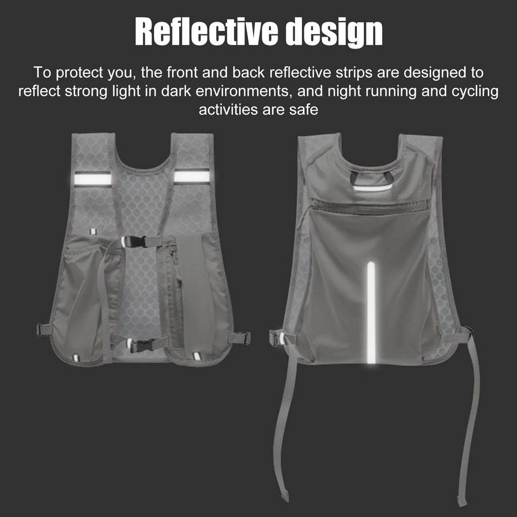 Chaleco de hidratación ligero para correr con botella de agua, chaleco reflectante con mochila de hidratación para el pecho con soporte para teléfono, chaleco de ciclismo
