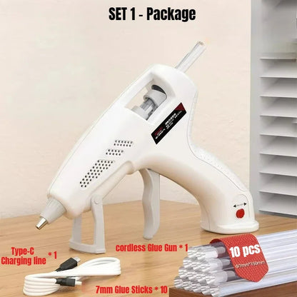 Mini Pink Rechargeable Hot Silicone Gun,7mm Portable Cordless Glue Gun 3.7V,60 Min Use,Type-C Charging, Kids DIY Crafts Tools ATOTOOL Store