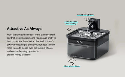 Fontaine eau automatique 2,5L inox – Distributeur sans fil