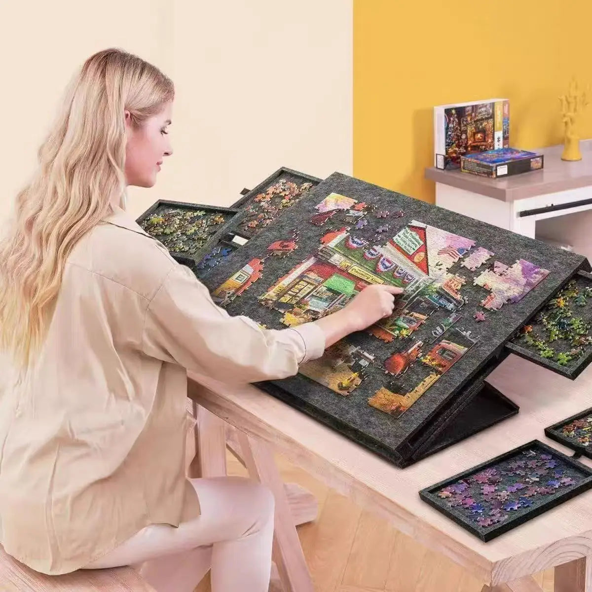 PuzzleNest™ Tilting Board 🧩 — Portable Play with Smart Storage