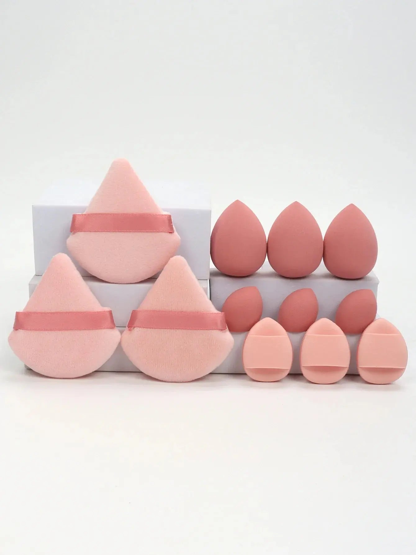 12-Piece All-Purpose Makeup Sponge Set, Made of 3 Loose Powder Puffs, 3 Mini Air Cushion Puffs, 3 Beauty Eggs and 3 Mini Beauty Shop Cherry Darling Store