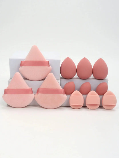 12-Piece All-Purpose Makeup Sponge Set, Made of 3 Loose Powder Puffs, 3 Mini Air Cushion Puffs, 3 Beauty Eggs and 3 Mini Beauty Shop Cherry Darling Store