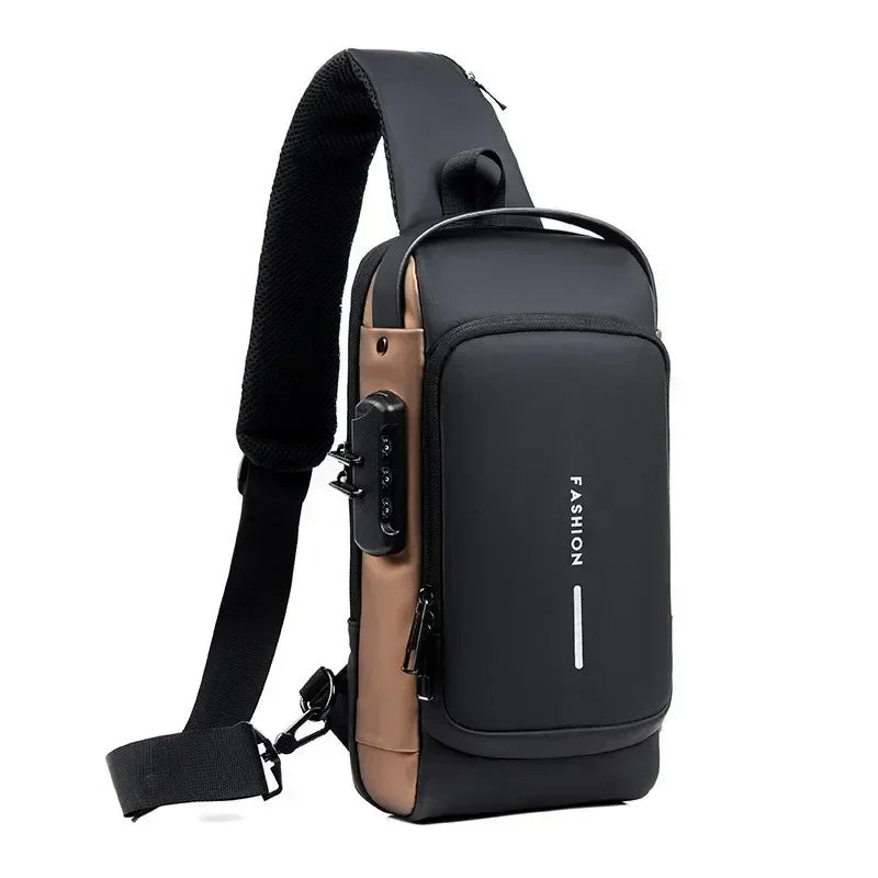 Bolso de pecho antirrobo para hombre, bolsos de hombro con carga USB, bandolera, mochila escolar para viajes cortos, bandoleras tipo bandolera Oxford para hombre
