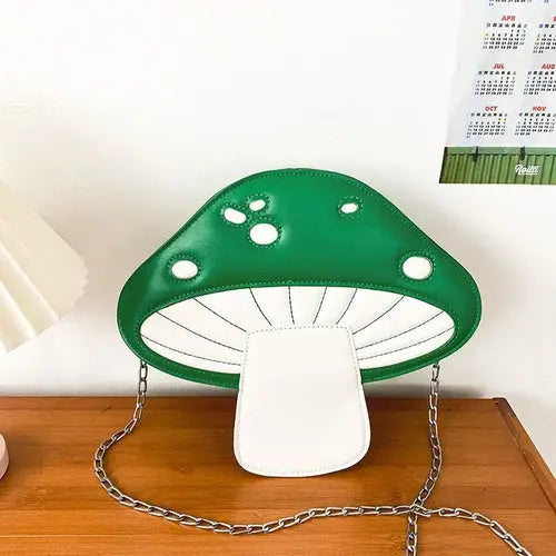 Personality Design Funny Cute Cartoon Pu Mushroom Shape Messenger Bag