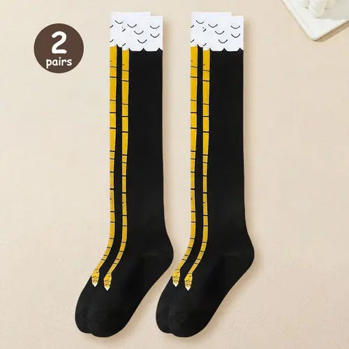 1/2/5 Pairs Women Knee High Socks Trendy Cartoon Funny Chicken Claw AliExpress