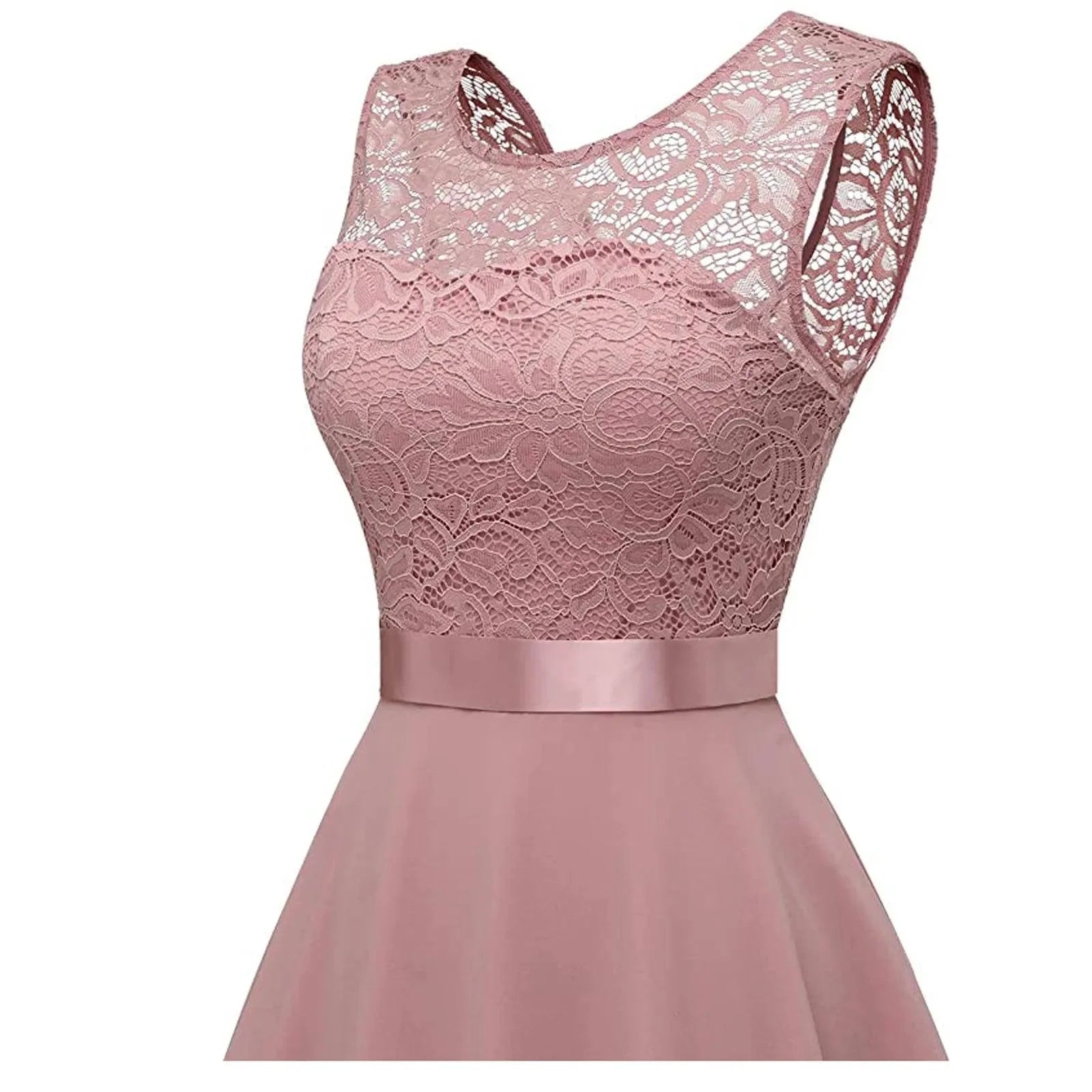 Chic Sleeveless Pink Lace Gown for Bridesmaids and Wedding Guests - Perfect for 2024 Celebrations Dress Shoes Women&#39;s Dropping Store
