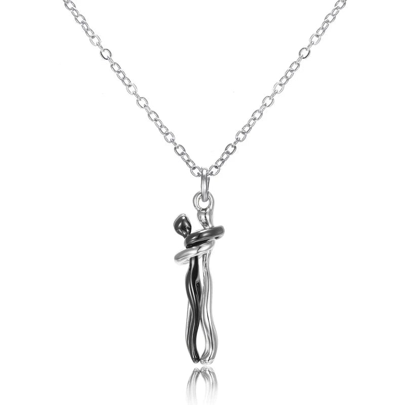 Forever Embrace: The Hug Couple Necklace One yuan Store